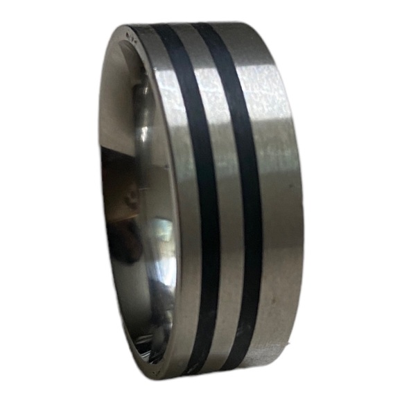 Titanium Ring 24 HRS SALE Stripes Engagement Wedding Promise Anniversary Band - Picture 2 of 3